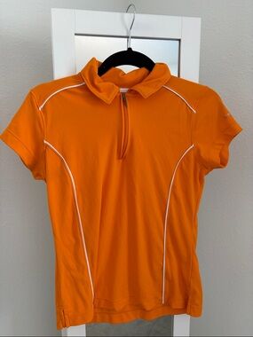 Slazenger Orange Short-Sleeve Zip Performance Top